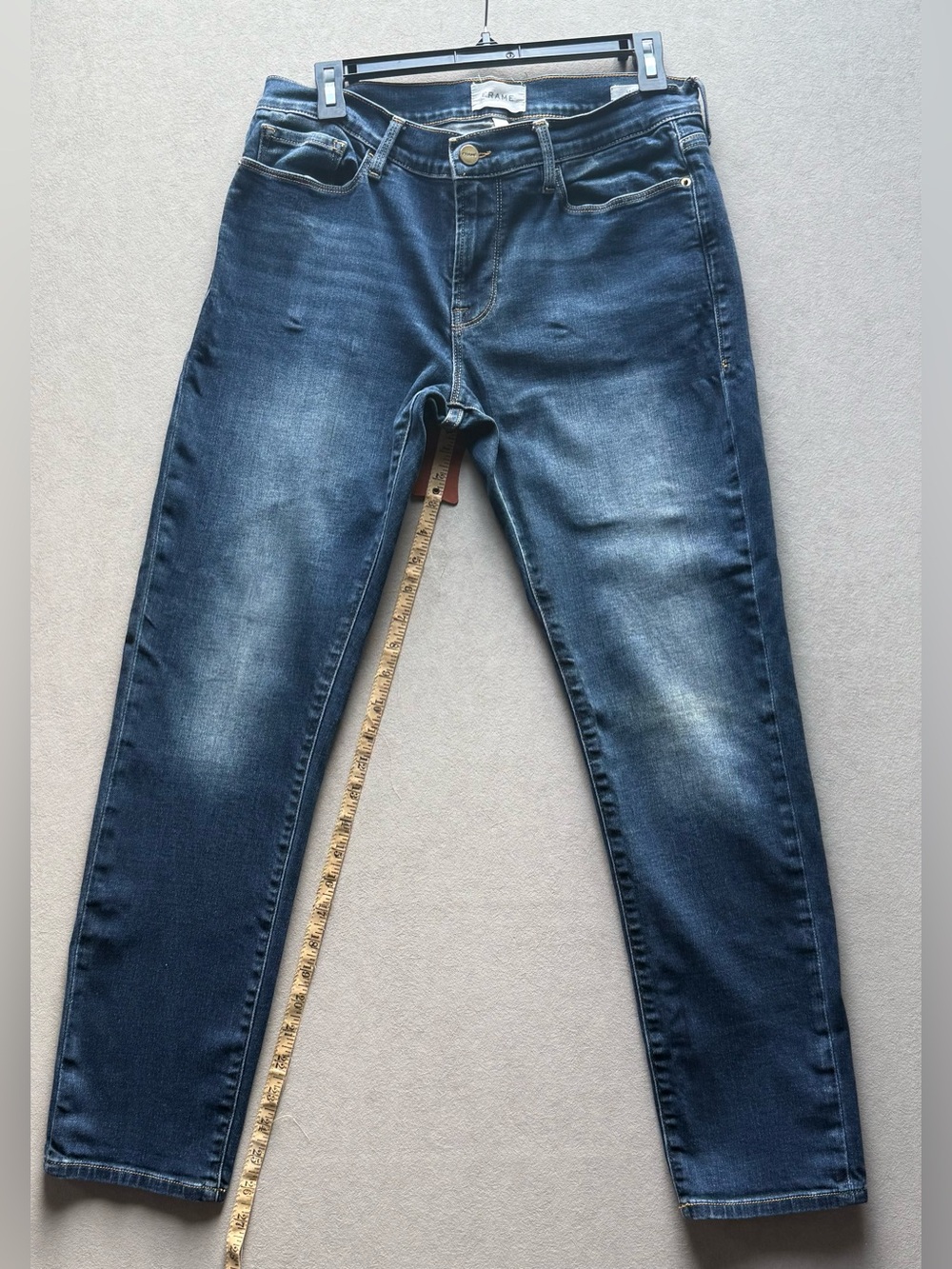 Frame Le Garcon Denim Slim Straight Jeans in Dark Blue Wash